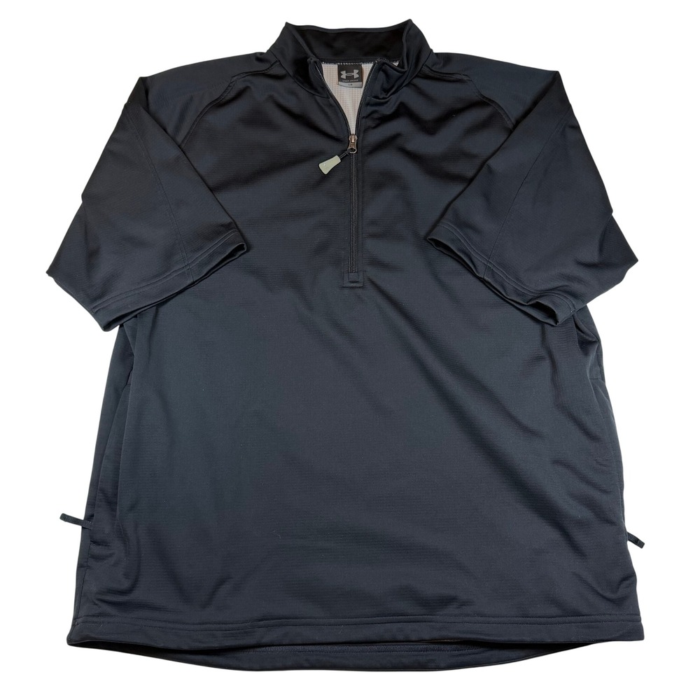 Under Armour Mens Black Quarter Zip Short Sleeve Pullover Training Top Large GUC